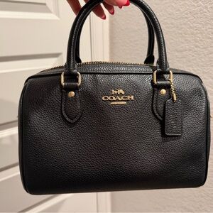 Coach Black Pebbled Leather Rowan Satchel